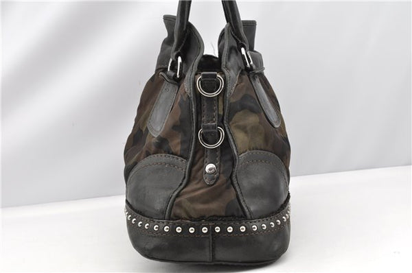 Authentic PRADA Nylon Tessuto Leather Studs 2Way Shoulder Tote Bag Green 0337G