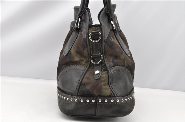 Authentic PRADA Nylon Tessuto Leather Studs 2Way Shoulder Tote Bag Green 0337G