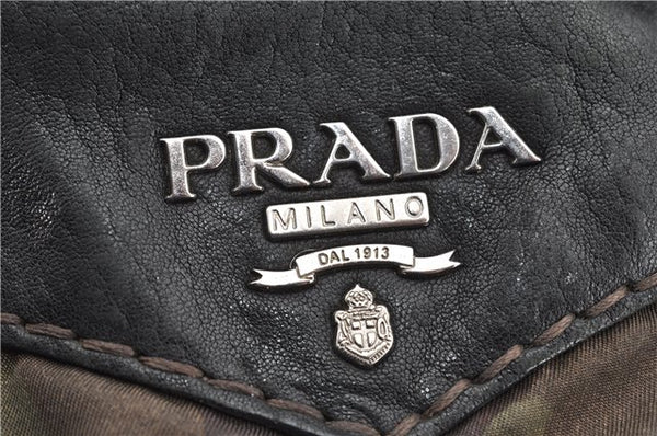 Authentic PRADA Nylon Tessuto Leather Studs 2Way Shoulder Tote Bag Green 0337G