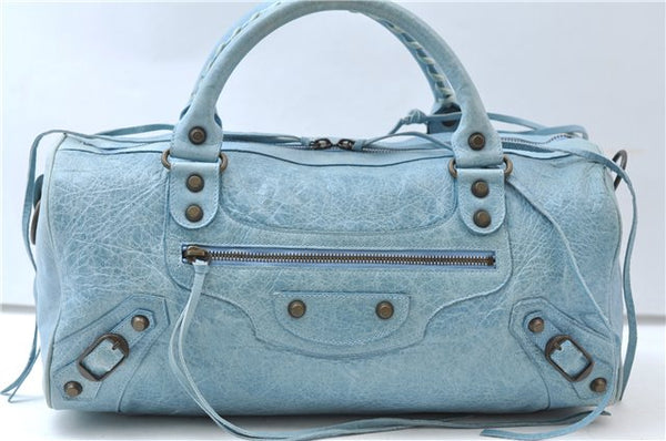 Authentic BALENCIAGA Classic Twiggy 2Way Hand Bag Leather 128523 Blue 0338F