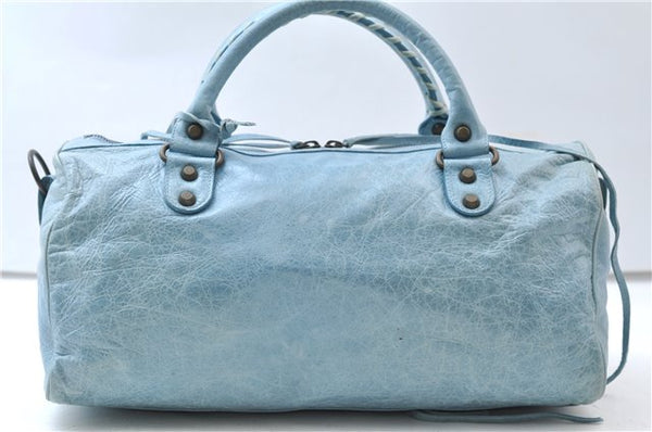 Authentic BALENCIAGA Classic Twiggy 2Way Hand Bag Leather 128523 Blue 0338F