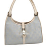 Authentic GUCCI Jackie Shoulder Hand Bag GG Canvas Leather Light Blue 0340G