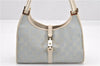 Authentic GUCCI Jackie Shoulder Hand Bag GG Canvas Leather Light Blue 0340G