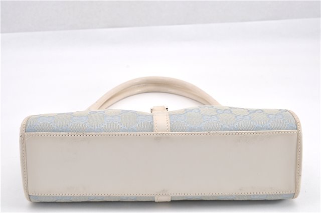 Authentic GUCCI Jackie Shoulder Hand Bag GG Canvas Leather Light Blue 0340G