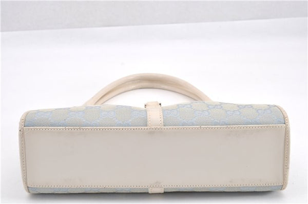 Authentic GUCCI Jackie Shoulder Hand Bag GG Canvas Leather Light Blue 0340G
