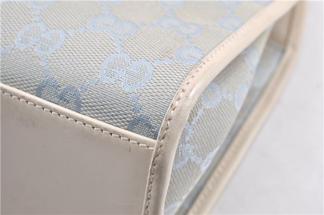 Authentic GUCCI Jackie Shoulder Hand Bag GG Canvas Leather Light Blue 0340G