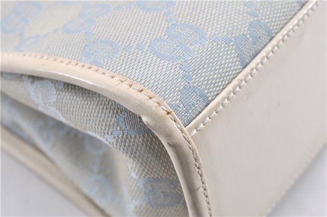 Authentic GUCCI Jackie Shoulder Hand Bag GG Canvas Leather Light Blue 0340G