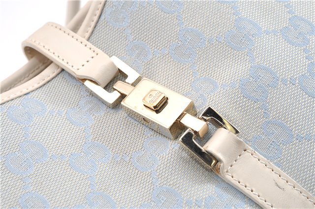 Authentic GUCCI Jackie Shoulder Hand Bag GG Canvas Leather Light Blue 0340G
