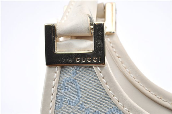 Authentic GUCCI Jackie Shoulder Hand Bag GG Canvas Leather Light Blue 0340G