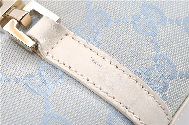Authentic GUCCI Jackie Shoulder Hand Bag GG Canvas Leather Light Blue 0340G