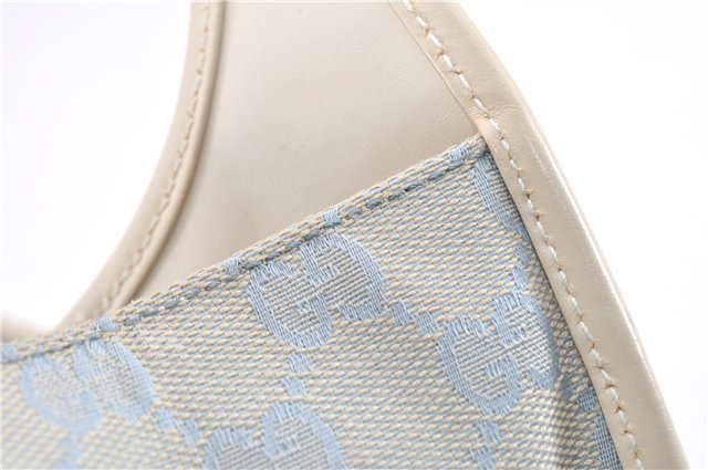 Authentic GUCCI Jackie Shoulder Hand Bag GG Canvas Leather Light Blue 0340G