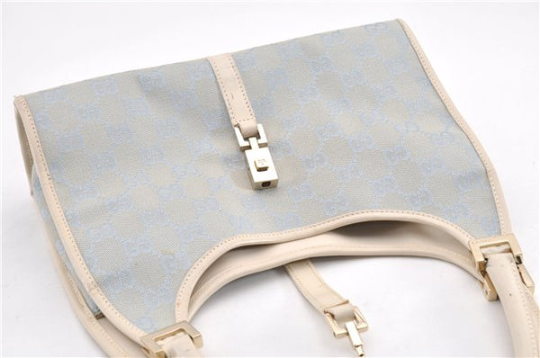 Authentic GUCCI Jackie Shoulder Hand Bag GG Canvas Leather Light Blue 0340G