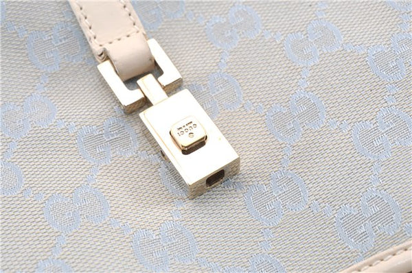 Authentic GUCCI Jackie Shoulder Hand Bag GG Canvas Leather Light Blue 0340G