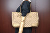 Authentic GUCCI Princy Shoulder Tote Bag GG Canvas Leather 163805 Beige 0341D