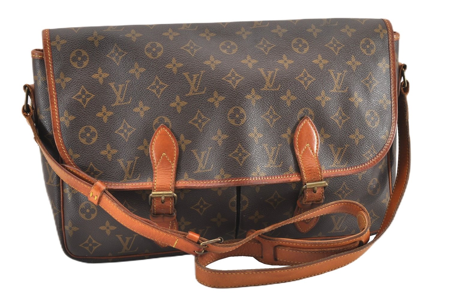 Authentic Louis Vuitton Monogram Gibeciere GM Shoulder Cross Bag M42246 LV 0343G