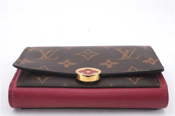 Auth Louis Vuitton Monogram Portefeuille Flor Compact Wallet M64588 Pink 0346F