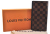 Authentic Louis Vuitton Damier Portefeuille Brazza Long Wallet N63168 Box 0348F