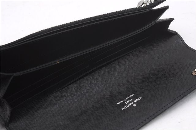 Authentic Louis Vuitton Taiga Portefeuille Accordeon Wallet M30992 Black 0352F