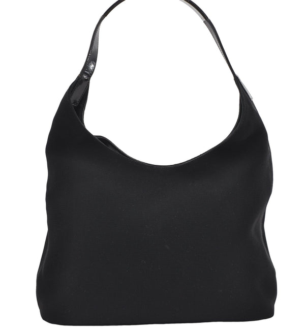 Authentic GUCCI Shoulder Tote Bag Nylon Enamel 0013297 Black 0353E