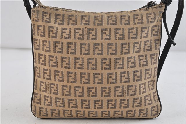 Authentic FENDI Zucchino Shoulder Cross Body Bag Canvas Leather Beige 0354D