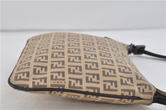 Authentic FENDI Zucchino Shoulder Cross Body Bag Canvas Leather Beige 0354D