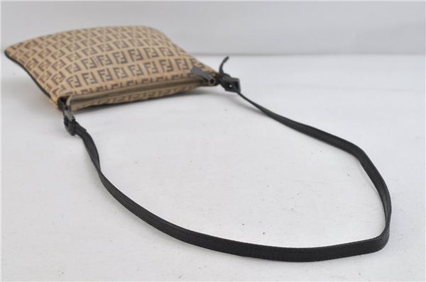 Authentic FENDI Zucchino Shoulder Cross Body Bag Canvas Leather Beige 0354D