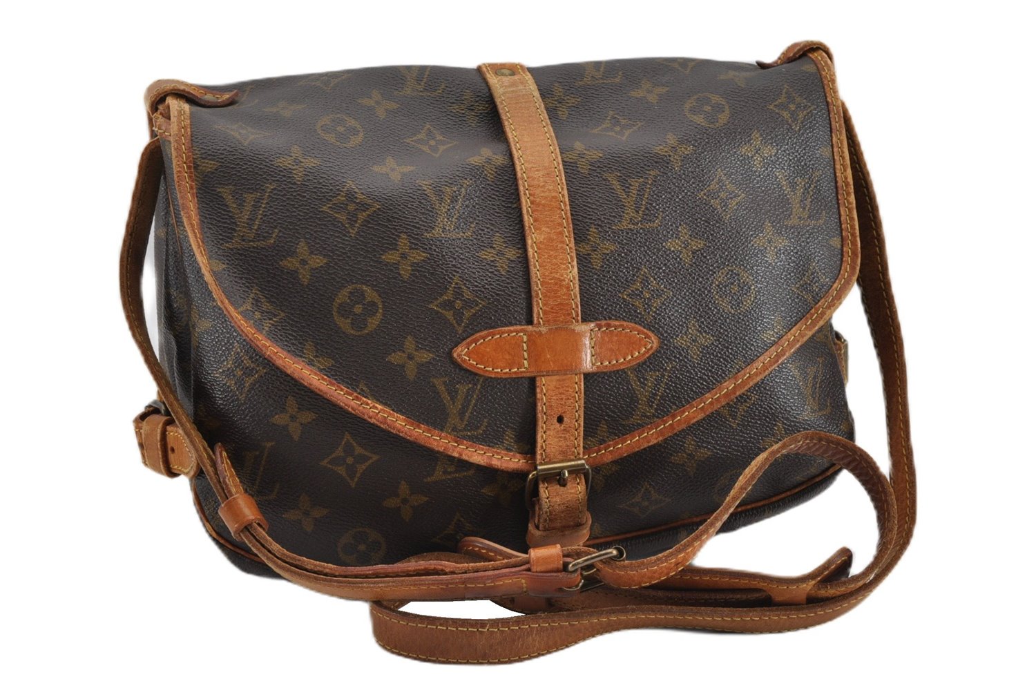 Authentic Louis Vuitton Monogram Saumur 30 Shoulder Cross Bag M42256 LV 0354G