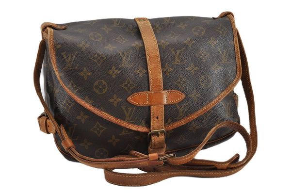 Authentic Louis Vuitton Monogram Saumur 30 Shoulder Cross Bag M42256 LV 0354G