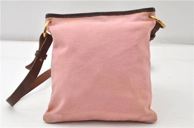 Authentic YVES SAINT LAURENT Shoulder Cross Body Bag Canvas Leather Pink 0355G