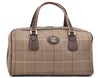 Authentic Burberrys Vintage Check Canvas Travel Boston Bag Green 0356D