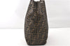 Authentic FENDI Vintage Zucca Shoulder Tote Bag Nylon Leather Brown 0356G
