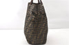 Authentic FENDI Vintage Zucca Shoulder Tote Bag Nylon Leather Brown 0356G