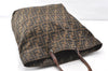 Authentic FENDI Vintage Zucca Shoulder Tote Bag Nylon Leather Brown 0356G