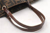 Authentic FENDI Vintage Zucca Shoulder Tote Bag Nylon Leather Brown 0356G