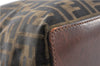 Authentic FENDI Vintage Zucca Shoulder Tote Bag Nylon Leather Brown 0356G