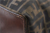 Authentic FENDI Vintage Zucca Shoulder Tote Bag Nylon Leather Brown 0356G