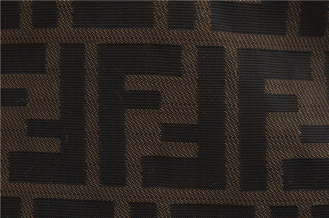 Authentic FENDI Vintage Zucca Shoulder Tote Bag Nylon Leather Brown 0356G