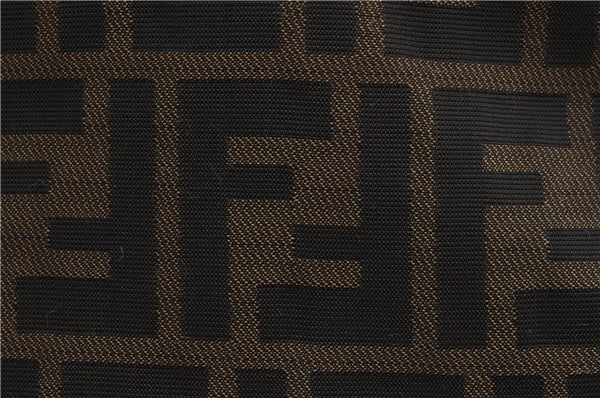 Authentic FENDI Vintage Zucca Shoulder Tote Bag Nylon Leather Brown 0356G
