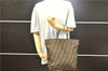 Authentic FENDI Vintage Zucca Shoulder Tote Bag Nylon Leather Brown 0356G