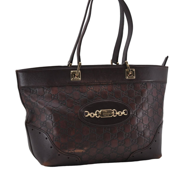 Authentic GUCCI Guccissima Shoulder Tote Bag GG Leather 145993 Brown 0357E