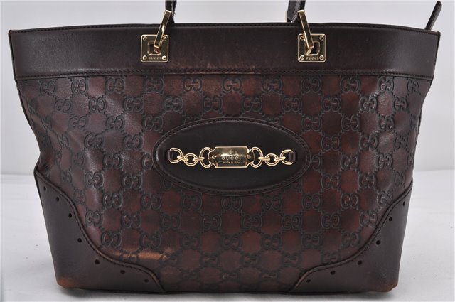 Authentic GUCCI Guccissima Shoulder Tote Bag GG Leather 145993 Brown 0357E
