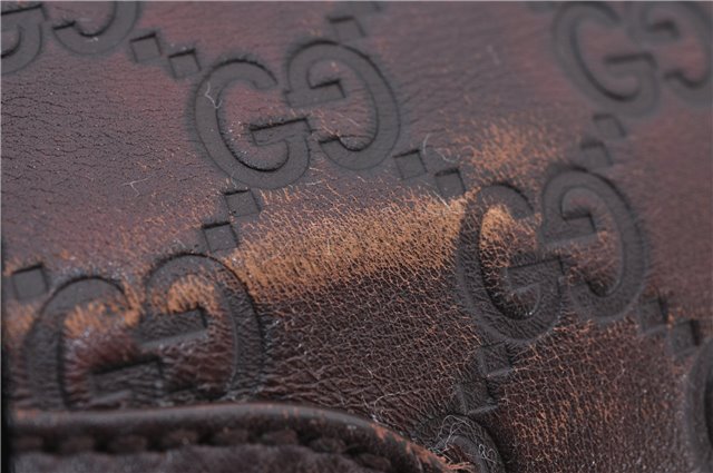 Authentic GUCCI Guccissima Shoulder Tote Bag GG Leather 145993 Brown 0357E