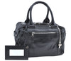 Authentic BALENCIAGA Boxy Hand Boston Bag Leather 168035 Black 0358E