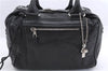 Authentic BALENCIAGA Boxy Hand Boston Bag Leather 168035 Black 0358E