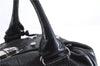 Authentic BALENCIAGA Boxy Hand Boston Bag Leather 168035 Black 0358E