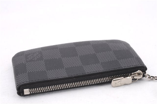 Authentic Louis Vuitton Damier Graphite Pochette Cles Coin Case N60155 Box 0358F