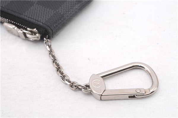 Authentic Louis Vuitton Damier Graphite Pochette Cles Coin Case N60155 Box 0358F