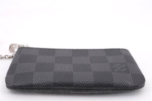 Authentic Louis Vuitton Damier Graphite Pochette Cles Coin Case N60155 Box 0358F