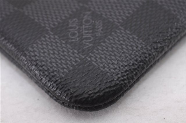 Authentic Louis Vuitton Damier Graphite Pochette Cles Coin Case N60155 Box 0358F
