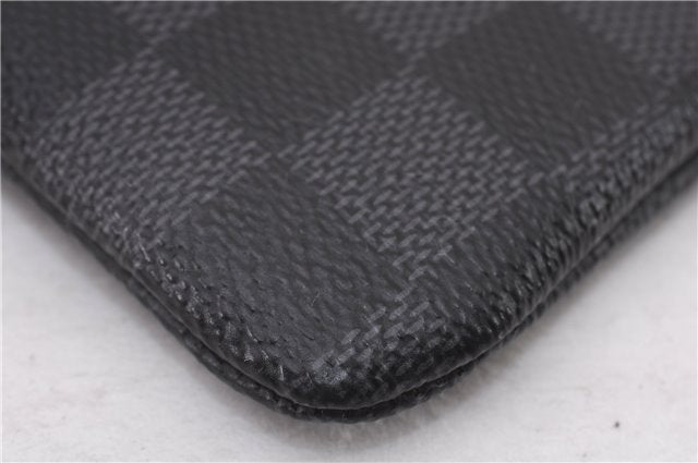 Authentic Louis Vuitton Damier Graphite Pochette Cles Coin Case N60155 Box 0358F